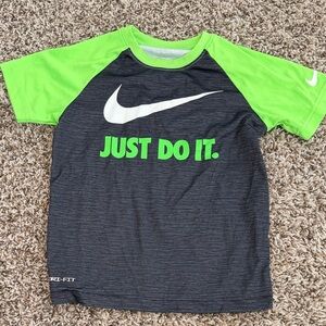 Nike Black and Neon Green Dri-FIT Tee